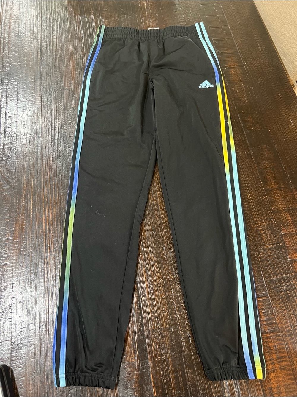 Adidas Girls L 14/16 Rainbow 3-Stripe Track Pants Athletic Joggers